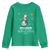 Christian Silly Goose Youth Sweatshirt Sorry I Am Late His Timing Not Mine - Wonder Print Shop