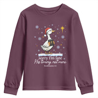 Christian Silly Goose Youth Sweatshirt Sorry I Am Late His Timing Not Mine - Wonder Print Shop
