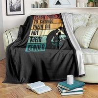 Teach Your Kids To Change Their Oil Not Their Gender Throw Blanket Funny Mechanic Dad - Wonder Print Shop