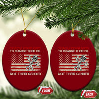 Teach Your Kids To Change Their Oil Not Their Gender Ceramic Ornament Mechanic Flag American Patriotic Flag Funny Mechanic Dad Political Satire Humor - Wonder Print Shop