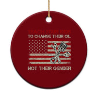 Teach Your Kids To Change Their Oil Not Their Gender Ceramic Ornament Mechanic Flag American Patriotic Flag Funny Mechanic Dad Political Satire Humor - Wonder Print Shop
