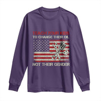 Teach Your Kids To Change Their Oil Not Their Gender Long Sleeve Shirt Mechanic Flag American Patriotic Flag Funny Mechanic Dad Political Satire Humor - Wonder Print Shop
