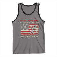 Teach Your Kids To Change Their Oil Not Their Gender Tank Top Mechanic Flag American Patriotic Flag Funny Mechanic Dad Political Satire Humor - Wonder Print Shop