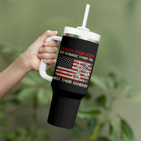 Teach Your Kids To Change Their Oil Not Their Gender Tumbler With Handle Mechanic Flag American Patriotic Flag Funny Mechanic Dad Political Satire Humor - Wonder Print Shop