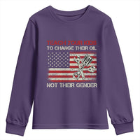 Teach Your Kids To Change Their Oil Not Their Gender Youth Sweatshirt Mechanic Flag American Patriotic Flag Funny Mechanic Dad Political Satire Humor - Wonder Print Shop