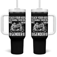 Teach Your Kids To Change Their Oil Not Their Gender Tumbler With Handle Political Satire - Wonder Print Shop