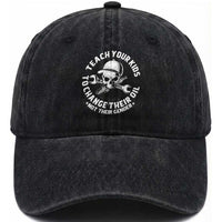 Teach Your Kids To Change Their Oil Not Their Gender Washed Cotton Baseball Cap Funny Mechanic Dad Political Satire Humor