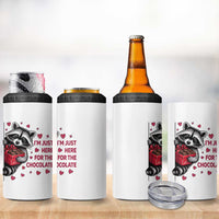 Valentine Racoon Trash Panda 4 in 1 Can Cooler Tumbler I'm Just Here For The Chocolate