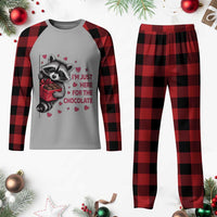 Valentine Racoon Trash Panda Plaid Pajama Set I'm Just Here For The Chocolate