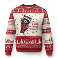 Valentine Racoon Trash Panda Ugly Christmas Sweater I'm Just Here For The Chocolate