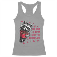 Valentine Racoon Trash Panda Racerback Tank Top I'm Just Here For The Chocolate