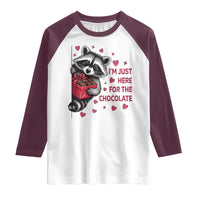 Valentine Racoon Trash Panda Raglan Shirt I'm Just Here For The Chocolate