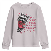 Valentine Racoon Trash Panda Youth Sweatshirt I'm Just Here For The Chocolate