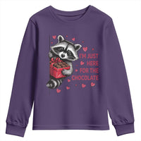 Valentine Racoon Trash Panda Youth Sweatshirt I'm Just Here For The Chocolate