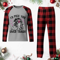 Valentine Racoon Trash Panda Plaid Pajama Set I Would Pick You Over Trash