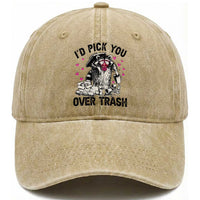 Valentine Racoon Trash Panda Washed Cotton Baseball Cap I Would Pick You Over Trash