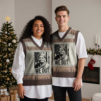 Harriet Tubman Quote V-Neck Knit Sweater Vest We Out Strong Woman