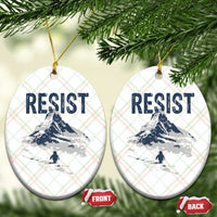 Funny Penguin Protest Ceramic Ornament Resist Penguin Mountain Hiking Meme
