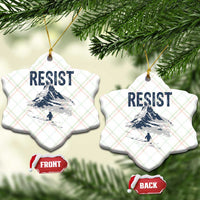Funny Penguin Protest Ceramic Ornament Resist Penguin Mountain Hiking Meme