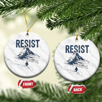 Funny Penguin Protest Ceramic Ornament Resist Penguin Mountain Hiking Meme