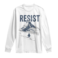 Funny Penguin Protest Long Sleeve Shirt Resist Penguin Mountain Hiking Meme