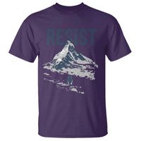 Funny Penguin Protest T Shirt Resist Penguin Mountain Hiking Meme