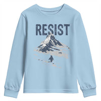 Funny Penguin Protest Youth Sweatshirt Resist Penguin Mountain Hiking Meme