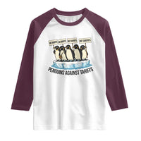 Penguins Against Tariffs Raglan Shirt Resist Tariffs Subtle FDT Political Resistance