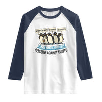 Penguins Against Tariffs Raglan Shirt Resist Tariffs Subtle FDT Political Resistance