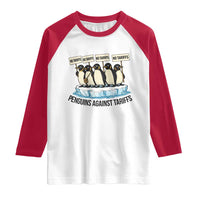 Penguins Against Tariffs Raglan Shirt Resist Tariffs Subtle FDT Political Resistance