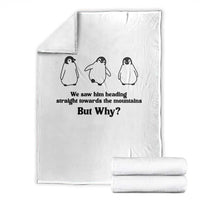 But Why Penguin Throw Blanket Trendy Nihilist Sad Penguin Mountains Meme