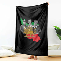 Pahlavi Dynasty Throw Blanket Three Generations Iran Lion and Sun Portrait