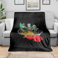 Pahlavi Dynasty Throw Blanket Three Generations Iran Lion and Sun Portrait