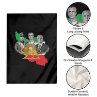 Pahlavi Dynasty Garden Flag Three Generations Iran Lion and Sun Portrait