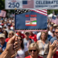 Free Iran Patriotic Handheld Flag No War Peace American Iran Unity