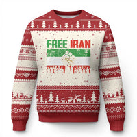 Free Iran Flag Ugly Christmas Sweater Support Iranian Freedom No War