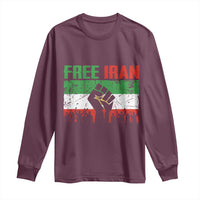 Free Iran Flag Long Sleeve Shirt Support Iranian Freedom No War