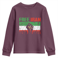 Free Iran Flag Youth Sweatshirt Support Iranian Freedom No War
