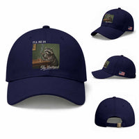 I'll Be in the Backyard Baseball Cap Funny Whiskey Cigar Raccoon Meme