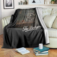 I'll Be in the Backyard Throw Blanket Funny Whiskey Cigar Raccoon Dad Meme