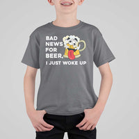 Funny Beer Drinking T Shirt For Kid Bad News for Beer I Just Woke Up - Wonder Print Shop