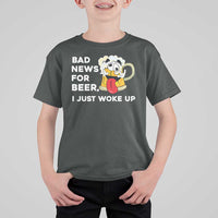 Funny Beer Drinking T Shirt For Kid Bad News for Beer I Just Woke Up - Wonder Print Shop