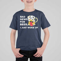 Funny Beer Drinking T Shirt For Kid Bad News for Beer I Just Woke Up - Wonder Print Shop