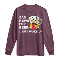 Funny Beer Drinking Long Sleeve Shirt Bad News for Beer I Just Woke Up - Wonder Print Shop