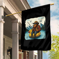 Funny Bigfoot Fishing Garden Flag Sasquatch Sitting Rubber Duckie Cruise - Wonder Print Shop