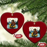 Funny Bigfoot Fishing Ceramic Ornament Sasquatch Sitting Rubber Duckie Cruise - undefined