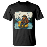 Funny Bigfoot Fishing T Shirt Sasquatch Sitting Rubber Duckie Cruise - Wonder Print Shop