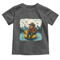 Funny Bigfoot Fishing Toddler T Shirt Sasquatch Sitting Rubber Duckie Cruise - Wonder Print Shop