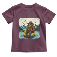 Funny Bigfoot Fishing Toddler T Shirt Sasquatch Sitting Rubber Duckie Cruise - Wonder Print Shop