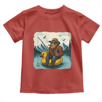Funny Bigfoot Fishing Toddler T Shirt Sasquatch Sitting Rubber Duckie Cruise - Wonder Print Shop